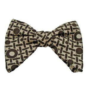 Royal Brown Cream Designer Bow Tie Clip-On Wedding Formal Uniform Rust Resistant